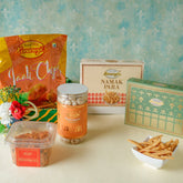 Dal Biji, Bikaneri Bhujia, Wafer, Milk Chocolate, Pista Besan Khatai (Gift Pack Combo)