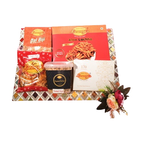 Dal biji, Aloo lachha, Besan ladoo, Namak Kaju, Lal chips ( Gift packs Combos )