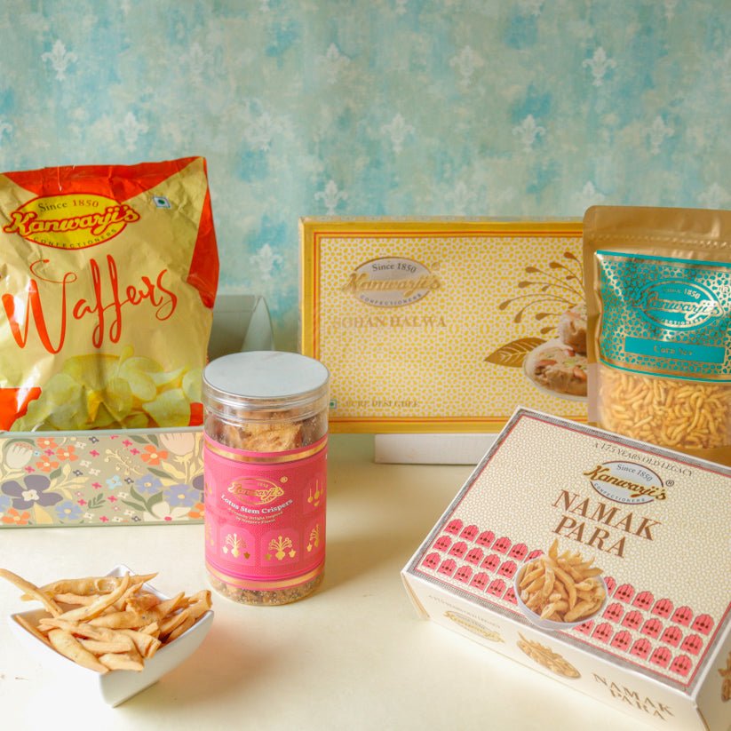 Namak Para, Badam Sohan Halwa, Waifer, Kamal Kakri, Corn Sev (Gift Packs Combos)