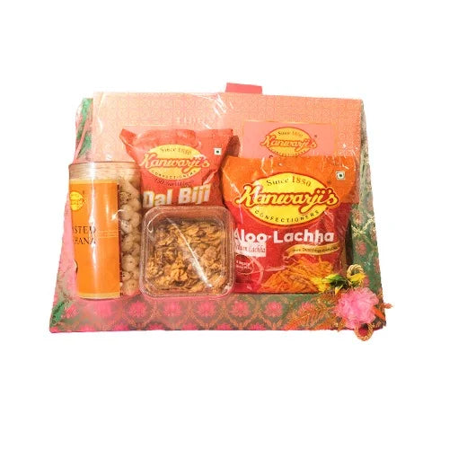 Gol mathi, Dal biji, Aloo lachha, Chana Jor, Makhana, Kaju Burfi (Gift Pack Combos)