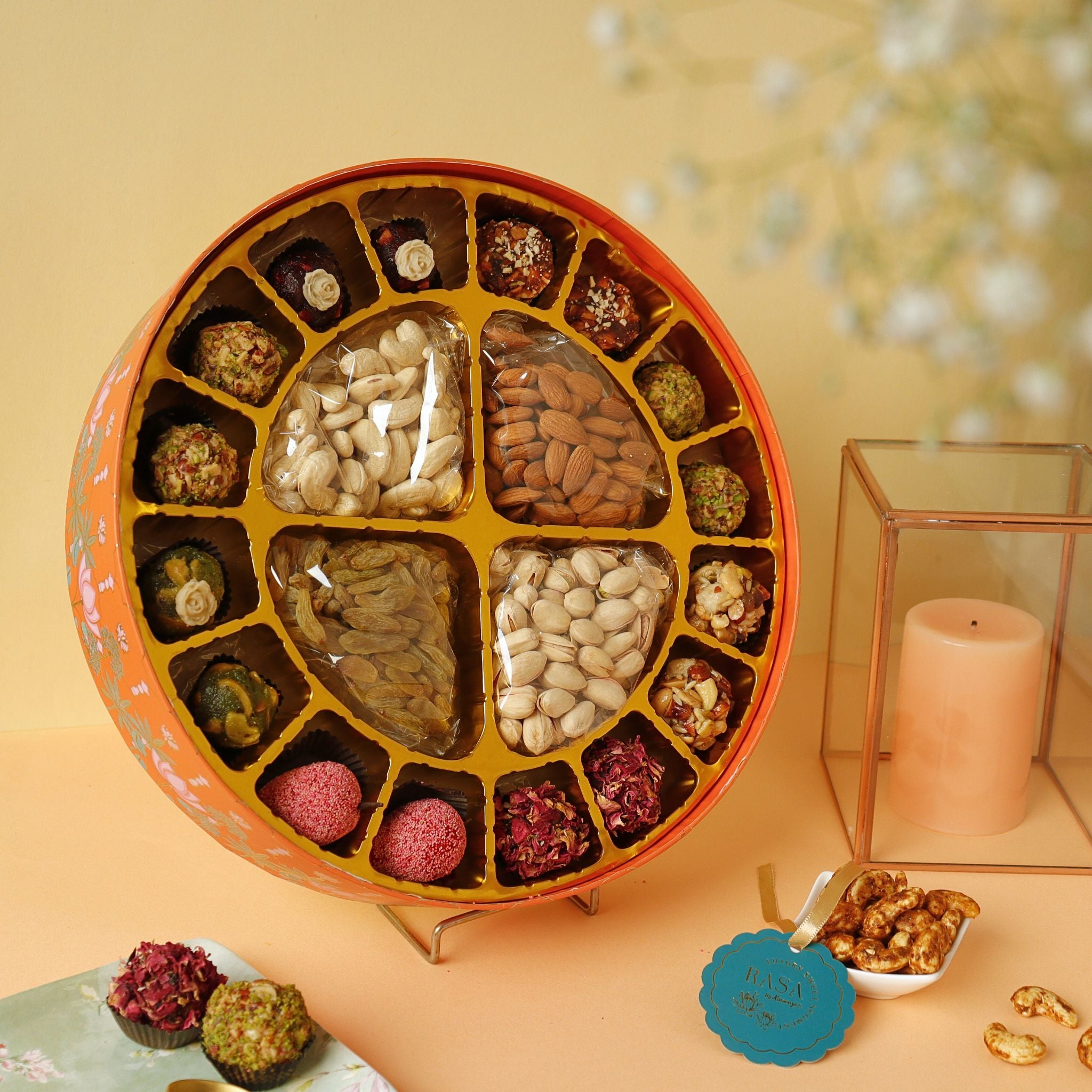 Round Dry-Fruits Sweets Hamper