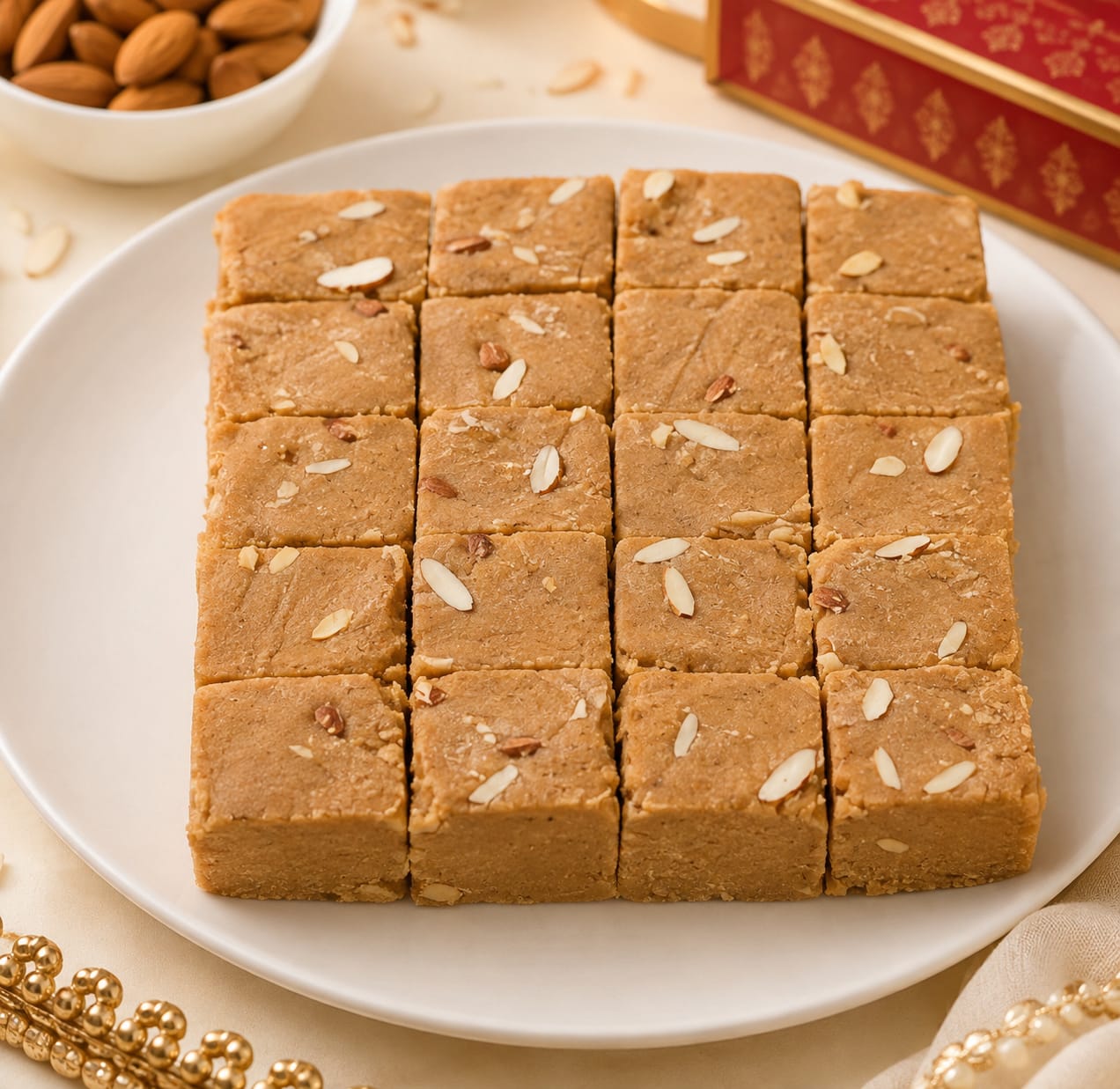 Sugar Free Chana Burfi.